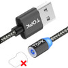 TOPK 1m 2.1A Output USB Mesh Braided Magnetic Charging Cable with LED Indicator, No Plug(Grey)