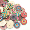 100 PCS Two-hole Round Printed Wooden Buttons DIY Clothing Buttons, Size:20 mm(Random Color Delivery)