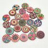 100 PCS Two-hole Round Printed Wooden Buttons DIY Clothing Buttons, Size:25 mm(Random Color Delivery)