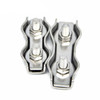 5 PCS 304 Stainless Steel Plate Single Clip Double Clamp Wire Rope Clamp, Specification:M2, Style:Double Clip