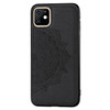 Embossed Mandala pattern PC + TPU + Fabric Phone Case for  iPhone 11, with Lanyard & Magnetic(Black)