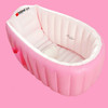 2 PCS Baby Bath Tub Kids Bathtub Portable Inflatable Cartoon Thickening Washbowl Newborns Keep Warm Swimming Pool(Pink)