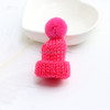 12PCS Cute Mini Knitted Hairball Hat Brooch Sweater Pins Badge(Lotus red)