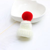 12PCS Cute Mini Knitted Hairball Hat Brooch Sweater Pins Badge(White)