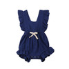 Baby Solid Color Sleeveless Ruffled Jumpsuit Back Strap Romper, Size:70cm(Navy Blue)