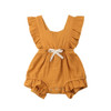 Baby Solid Color Sleeveless Ruffled Jumpsuit Back Strap Romper, Size:80cm(Yellow)