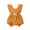 Baby Solid Color Sleeveless Ruffled Jumpsuit Back Strap Romper, Size:80cm(Yellow)