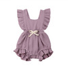 Baby Solid Color Sleeveless Ruffled Jumpsuit Back Strap Romper, Size:90cm(Purple)