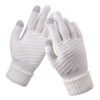 Winter Touch Screen Gloves Women Men Warm Stretch Knit Mittens Imitation Wool Thicken Full Finger Gloves(White)