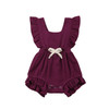 Baby Solid Color Sleeveless Ruffled Jumpsuit Back Strap Romper, Size:100cm(Wine Red)