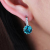 925 Sterling Silver Women Shiny Shape Micro-inserts Zircon Earrings(Water Blue)