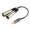 Metal Head 3.5mm Male to Aluminum Shell 2 x 3 Pin XLR CANNON Male Audio Connector Adapter Cable, Total Length: about 25cm