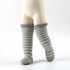 Autumn And Winter Baby Terry Warmth Plus Velvet Thick High Knee Socks, Size:0-1 Years Old(White Stripes On Gray Background)