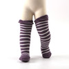 Autumn And Winter Baby Terry Warmth Plus Velvet Thick High Knee Socks, Size:0-1 Years Old(White Stripes On Purple Background)