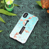 Seamless Rhombus Pattern Embossed Painted TPU + PC Case with Holder for iPhone XS Max(Baby Blue)