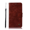 For Lenovo K5 Note Retro Copper Button Crazy Horse Horizontal Flip PU Leather Case with Holder & Card Slots & Wallet & Lanyard(Wine Red)