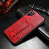 For Galaxy Note 10 SULADA Shockproof TPU + Handmade Leather Protective Case with Holder & Card Slot & Hand Strap(Red)