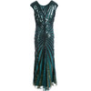 Women Beaded Long Fishtail Dress (Green_M)