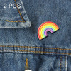 2 PCS Colorful Enamel Pin Brooches For Women Cartoon Creative Mini Rainbow Metal Brooch Pins Denim Hat Badge Collar Jewelry(Big Rainbow)