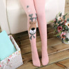 Children Knitted Cotton Pantyhose Fawn Jacquard Dance Socks, Size:S(Pink)