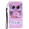 Cute Owl Pattern Colored Drawing Horizontal Flip Leather Case for Huawei P30 Lite, with Holder & Card Slots & Wallet & Lanyard
