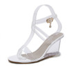 Transparent PVC Peep Toe Stiletto High-Heeled, Shoe Size:34(White)