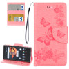 For Sony Xperia X Compact Butterflies Embossing Horizontal Flip Leather Case with Holder & Card Slots & Wallet & Lanyard(Pink)