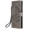 Pressed Printing Butterfly Pattern Horizontal Flip PU Leather Case with Holder & Card Slots & Wallet & Lanyard For Galaxy Note 10(Grey)