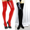 Sexy Women Over Knee Thigh High Tights Stockings Long PU Leather Stockings(Silver)