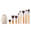 11 PCS Nylon Hair Bamboo Handle Makeup Brush Set with Pouch