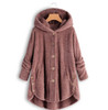 Button Plush Irregular Solid Color Coat (Color:Pink Size:XXXXL)