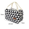 Cotton Linen Fashion Insulation Waterproof Portable Lunch Bag Insulation Bag Insulation Package(Black and white triangle)