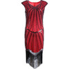 Women Beaded Long Fishtail Dress (Wine Red_XL)