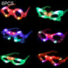 6 PCS New Funny Party Decoration Plastic Fluorescent Glow Glasses, Creative Gifts LED Glow Toys Glasses, Random Color Delivery