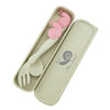 2 SET Wheat Children Portable Non-Slip Elbow Spoon Fork(Beige)