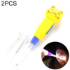 2 PCS Baby Care Ear Spoon Child Ears Cleaning Earwax Spoon Digging Ear Syringe With Light(Yellow Cat)