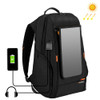 HAWEEL Outdoor Multi-function 7W Solar Panel Powered Comfortable Breathable Casual Backpack Laptop Bag with Handle, External USB Charging Port & Earphone Port(Black)