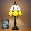 Vintage Church Glass Bedside Bedroom Living Room Bar Cafe Decoration Small Table Lamp, Style:Alloy Base(Beige Yellow)