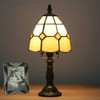 Vintage Church Glass Bedside Bedroom Living Room Bar Cafe Decoration Small Table Lamp, Style:Alloy Base(Beige Yellow)