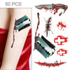 S-299 50 PCS Halloween Terror Wound Realistic Blood Injury Scar Temporary Tattoo Sticker