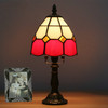 Vintage Church Glass Bedside Bedroom Living Room Bar Cafe Decoration Small Table Lamp, Style:Alloy Base(Red)