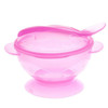 3 PCS Baby Non-Slip Double Ear Suction Wall With Lid With Spoon Training Bowl(Rose Red)