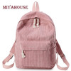 Soft Fabric Backpack Female Corduroy Design School Backpack for Teenage Girls Women(Light Green)