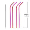 5 PCS Reusable Stainless Steel Bent Drinking Straw + Cleaner Brush Set Kit, 215*6mm(Colour)