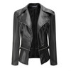 Autumn and Winter Women Motorcycle Jacket Zipper Two Wear Leather, Size:L(Black)