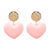 Peach Heart Earrings Retro Series Acrylic Stud Earrings for Women(Light Pink)