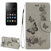 For Lenovo  VIBE C A2020 Butterflies Embossing Horizontal Flip Leather Case with Holder & Card Slots & Wallet & Lanyard(Grey)
