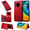 For Huawei Mate30 Pro Solid Color Calf Texture Shockproof Protective Case with Card Slots & Photo Frame(Red)