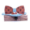 3 in 1 Cute Dog Pattern Wooden Bow Tie + Cufflinks + Square Scarf Set(T223-C1 Denim Blue)
