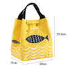 Portable Lunch Bag Oxford Cloth Fish Pattern Large Capacity Container Thermal Insulated Cooler(Yellow)